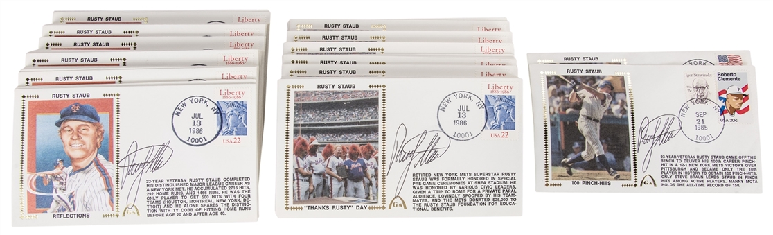 Lot of (102) Rusty Staub Single Signed First Day Covers (JSA Auction LOA)
